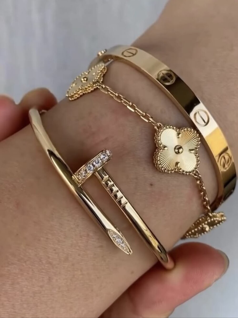 Gold Nail Hinged Bangle Bracelet Women Jewelry - Picture 5 of 5